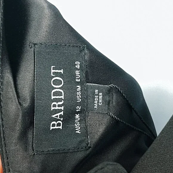 Revolve Bardot Kristen Flounce Peplum Bodycon Sleeveless Midi Dress Black 8 Med - Picture 11 of 12